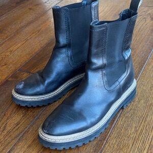 Boden Black Leather Ankle Boots